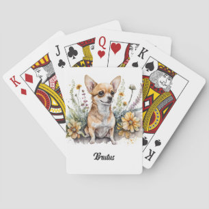Baraja De Cartas Cute Chihuahua entre flores