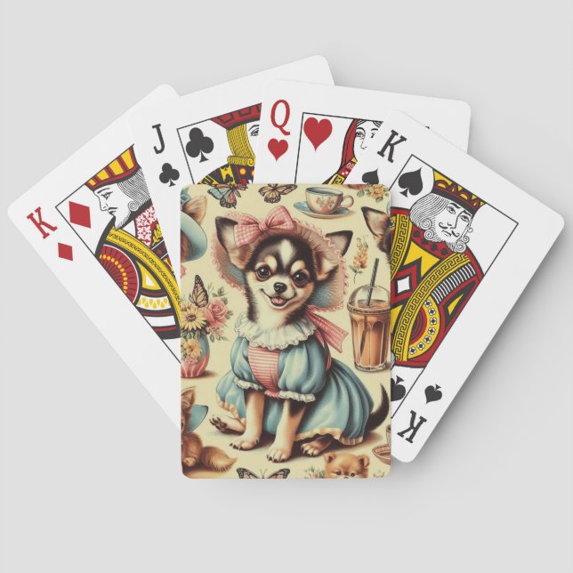 Baraja De Cartas Cute Chihuahua Puppy Pintura (Reverso)