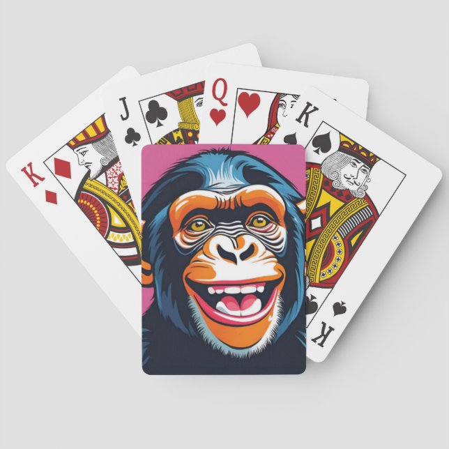 Baraja De Cartas Cute Chimpanzee Laughs (Reverso)