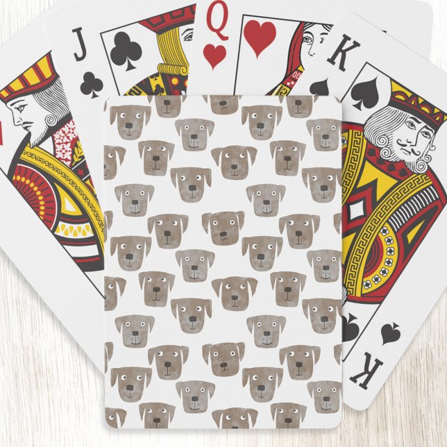 Baraja De Cartas Cute chocolate Labrador recuperador de perro acuar (Chocolate Brown Labrador Retriever dog pattern art playing cards)