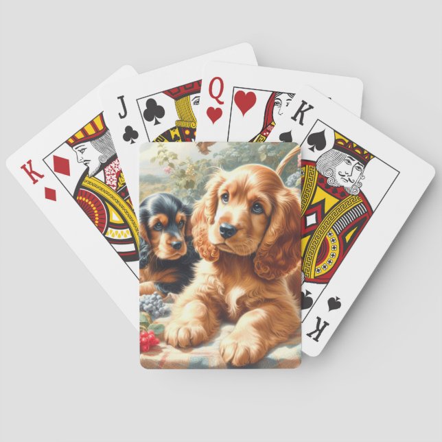 Baraja De Cartas Cute Cocker Spaniel Painting (Reverso)