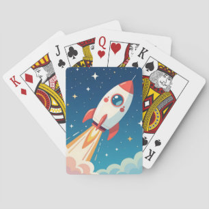 Baraja De Cartas Cute cohete espacial despegando