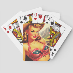 Baraja De Cartas Cute Cowgirl Pinting Up