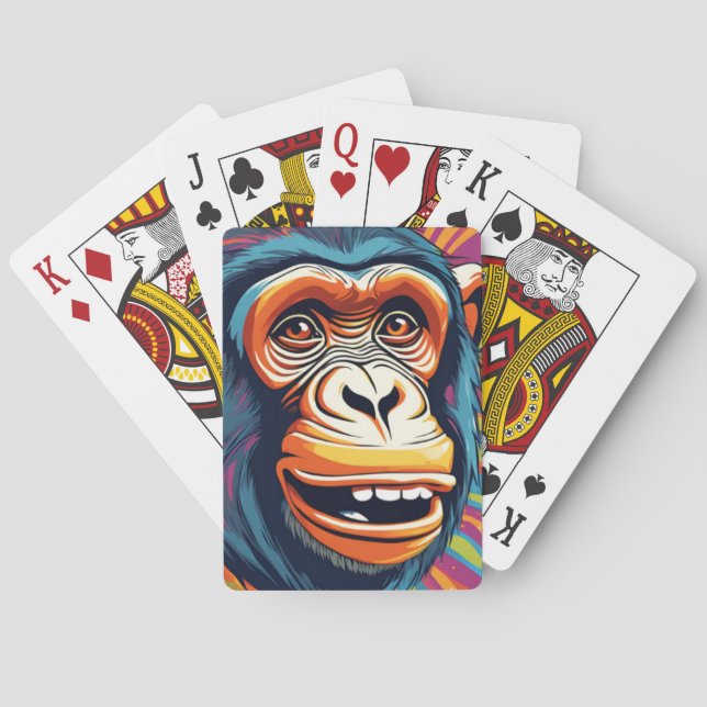 Baraja De Cartas Cute Crazy Funny Chimpanzee (Reverso)