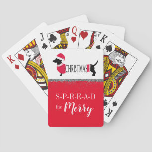 Baraja De Cartas Cute Dachshund Feliz Navidad Perro Gráfica diverti