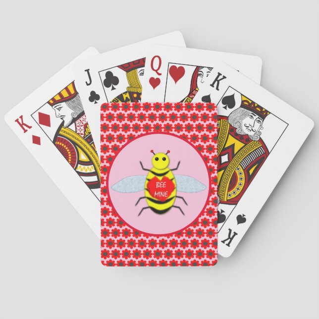 Baraja De Cartas Cute Día de San Valentín Bee (Reverso)