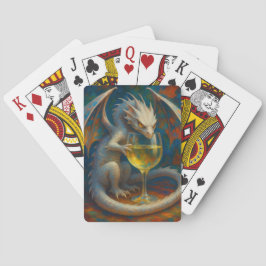 Baraja De Cartas Cute Dragón de Marfil y Arte Fantástico de Vino Bl