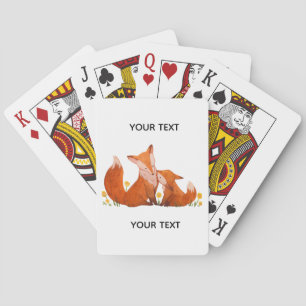 Baraja De Cartas Cute Familia de Zorro Acuarela Personalizada