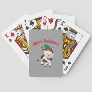 Baraja De Cartas Cute Felices Fiestas Navidades Elf Cow