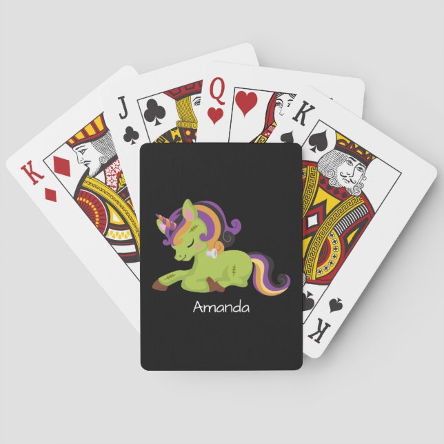 Baraja De Cartas Cute Frankenstein Unicorn Halloween (Reverso)