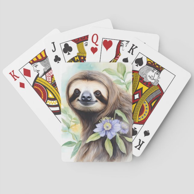 Baraja De Cartas Cute Friendly Sloth Watercoling (Reverso)
