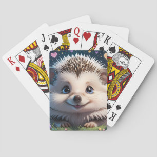 Baraja De Cartas Cute Hedgehog con grandes ojos azules