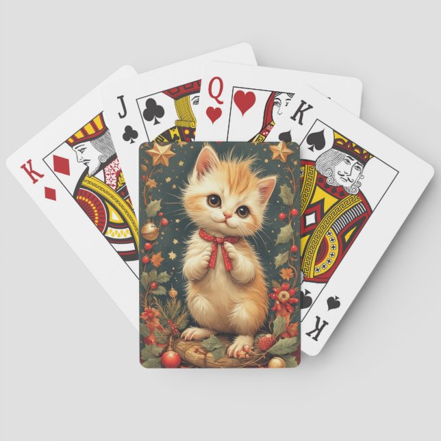 Baraja De Cartas Cute Holiday Kitten  (Reverso)