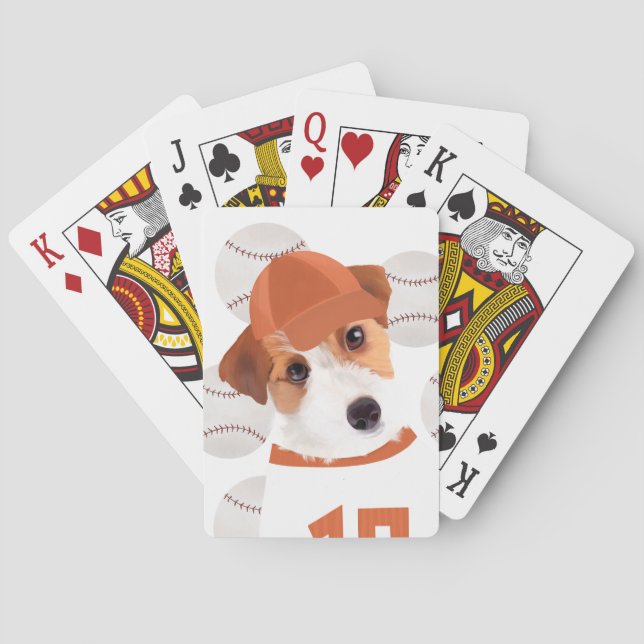 Baraja De Cartas Cute Jack Russell Dog Baseball Jersey and Balls (Reverso)