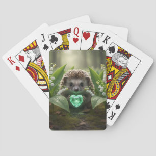 Baraja De Cartas Cute May Hedgehog con corazón de esmeralda