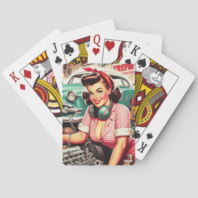 Baraja De Cartas Cute Mechanic Pin-up (Reverso)