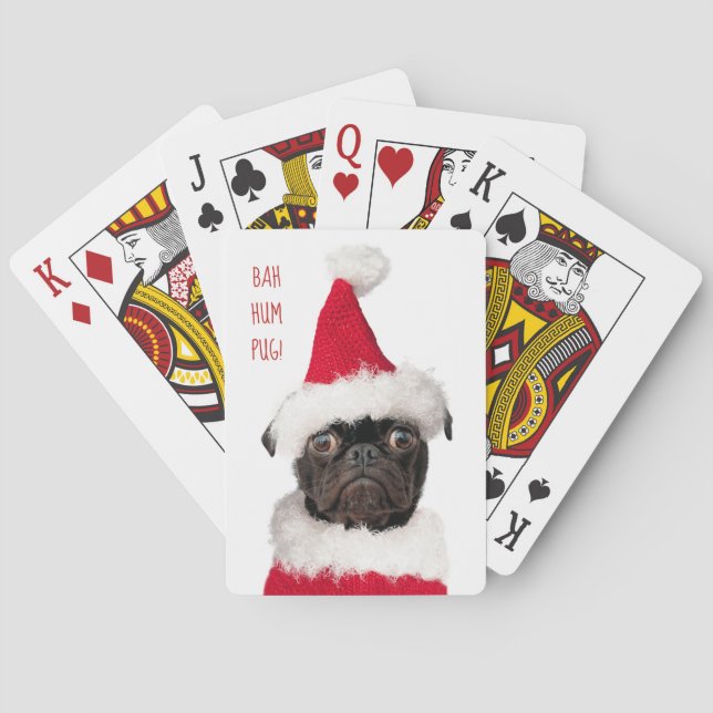 Baraja De Cartas Cute Navidades Black Pug Santa Bah HumPug (Reverso)
