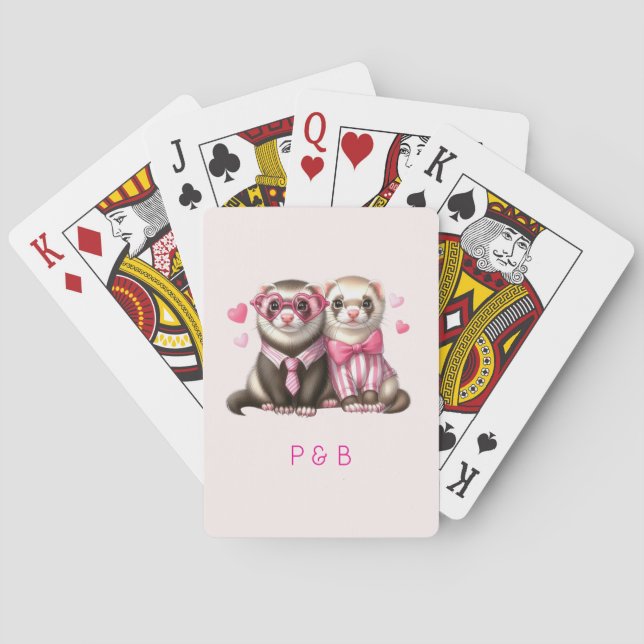 Baraja De Cartas Cute Otter Pareja en el Amor (Reverso)