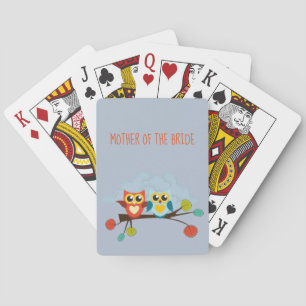 Baraja De Cartas Cute OWLS Tema Boda Naranja Azul