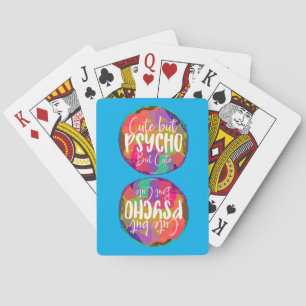 Baraja De Cartas CUTE PERO PSYCHO PERO CUTE gracioso sarcástico hum