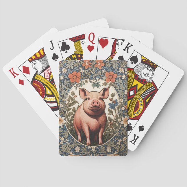 Baraja De Cartas Cute Pig William Morris Inspired (Reverso)
