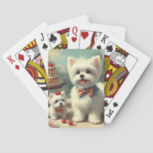 Baraja De Cartas Cute pintura maltesa de cachorros