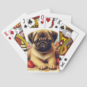 Baraja De Cartas Cute Pug Pintura de época
