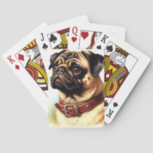 Baraja De Cartas Cute Pug Retro Pintura