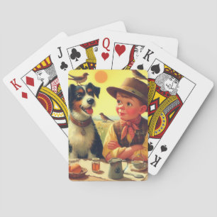 Baraja De Cartas Cute retro perro y pintura infantil