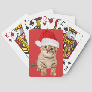 Baraja De Cartas Cute Santa Cat Kitten