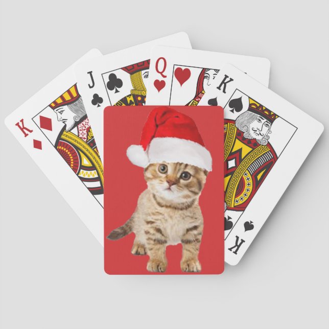 Baraja De Cartas Cute Santa Cat Kitten (Reverso)