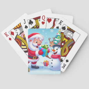 Baraja De Cartas Cute Santa y Snowman