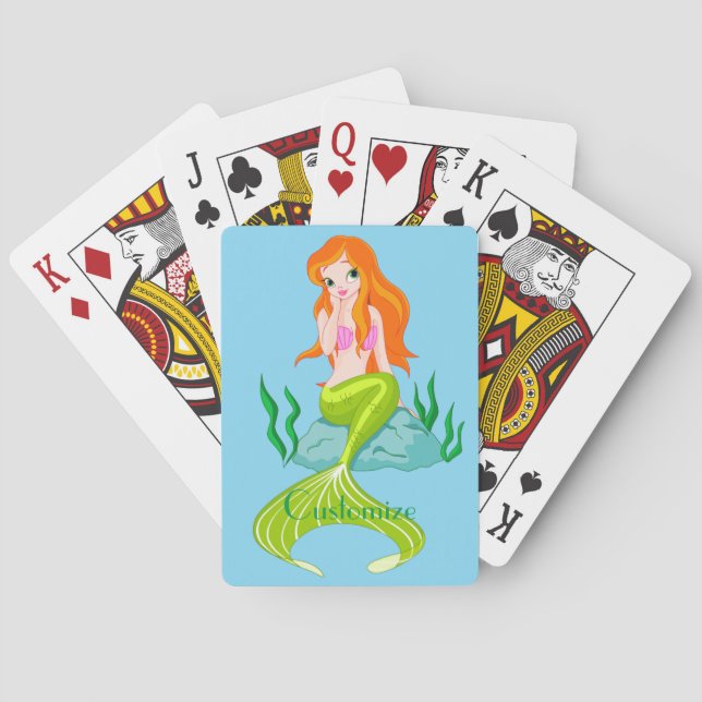Baraja De Cartas Cute Sirena Pelirroja Thunder_Cove (Reverso)