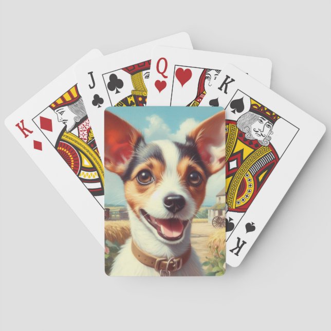 Baraja De Cartas Cute Toy Fox Terrier Pintura (Reverso)