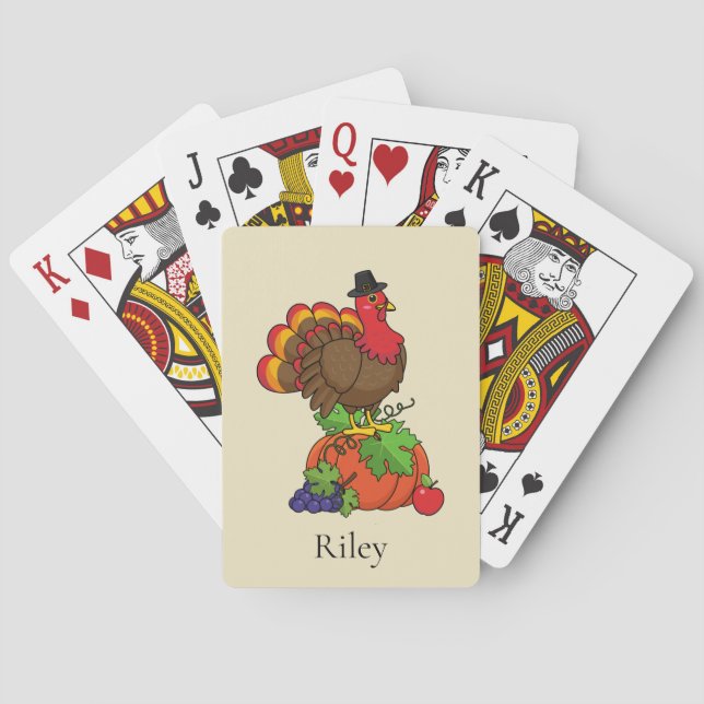 Baraja De Cartas Cute Turquía con el Día de Acción de Gracias | Per (Reverso)
