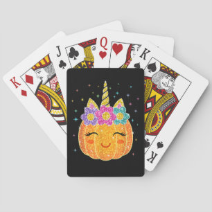 Baraja De Cartas Cute Unicorn Calabaza Halloween Día de Acción de G