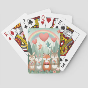 Baraja De Cartas Cute Woodland Creature rainbow valentine