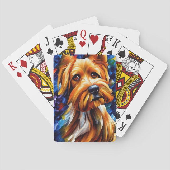Baraja De Cartas Cute Yorkshire Terrier Dog Pinting (Reverso)