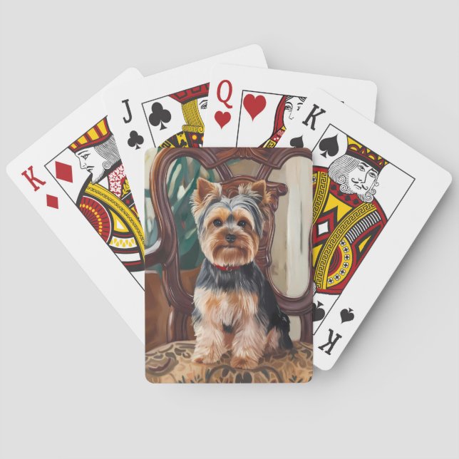 Baraja De Cartas Cute Yorkshire Terrier Painting (Reverso)