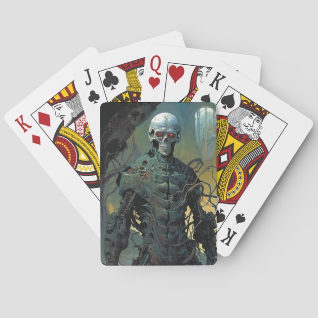 Baraja De Cartas Cyborg Skeleton Futurista ciencia ficción (Reverso)