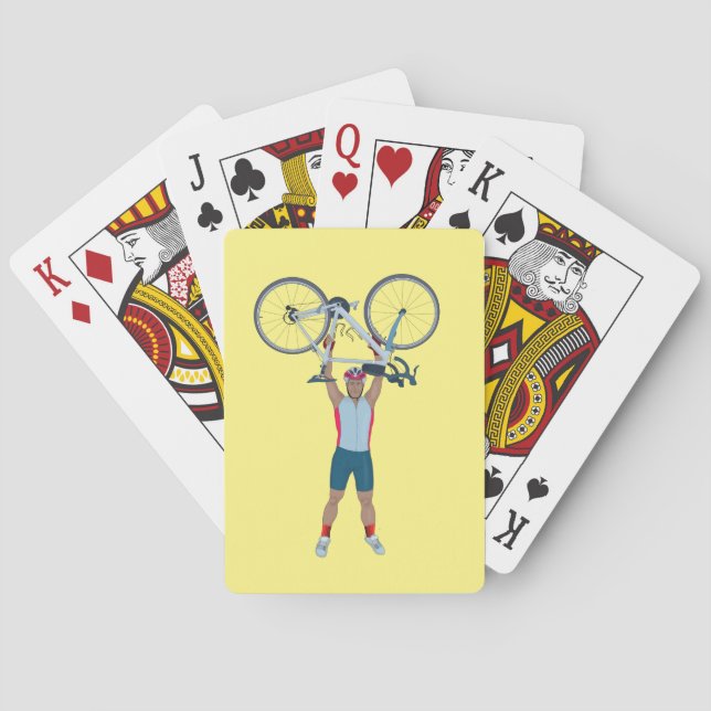 Baraja De Cartas Cyclist Lifting a Bicycle (Reverso)