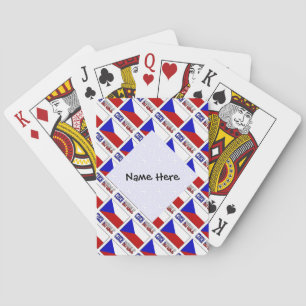 Baraja De Cartas Czech and Czech Republic Flag Tiled with Your Name