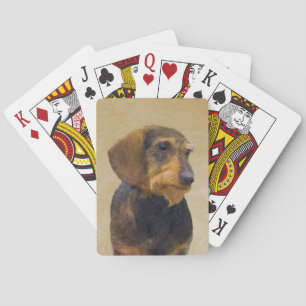 Baraja De Cartas Dachshund (Caballo alambrado) Pintura original de 