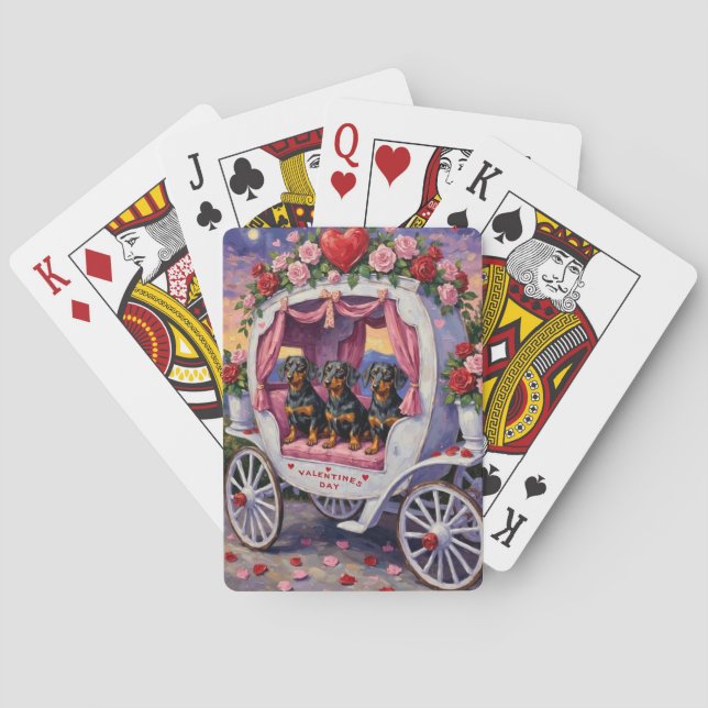 Baraja De Cartas Dachshund Día de San Valentín (Reverso)