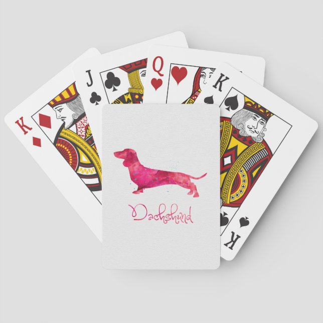 Baraja De Cartas Dachshund - Diseño acuarela (Reverso)