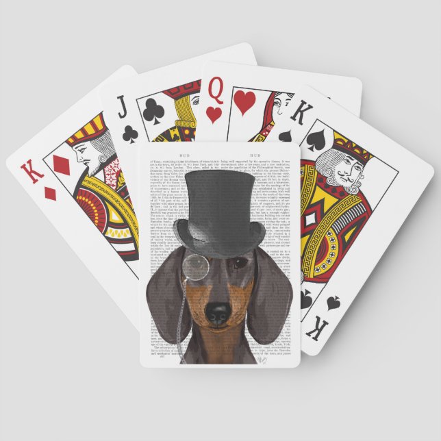 Baraja De Cartas Dachshund, hound formal y Gorra (Reverso)