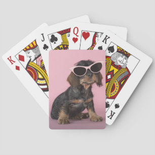 Baraja De Cartas Dachshund Puppy Usando Gafas De Sol