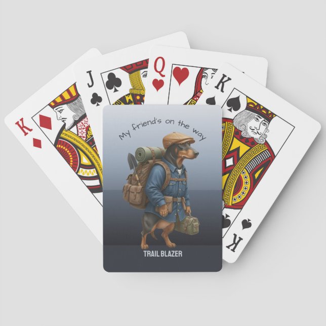 Baraja De Cartas Dachshund Trail Blazer Hiker Adventurous Playing (Reverso)