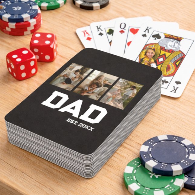 Baraja De Cartas Dad Established 3 Photo Customizable Year Gift (Subido por el creador)