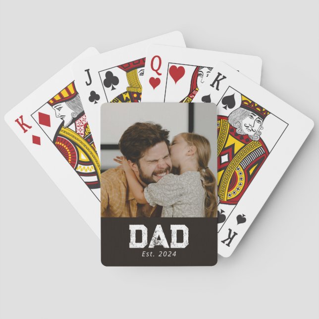 Baraja De Cartas Dad Established Black Modern Bold Photo (Reverso)